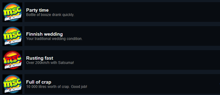 My Summer Car – Achievements + description