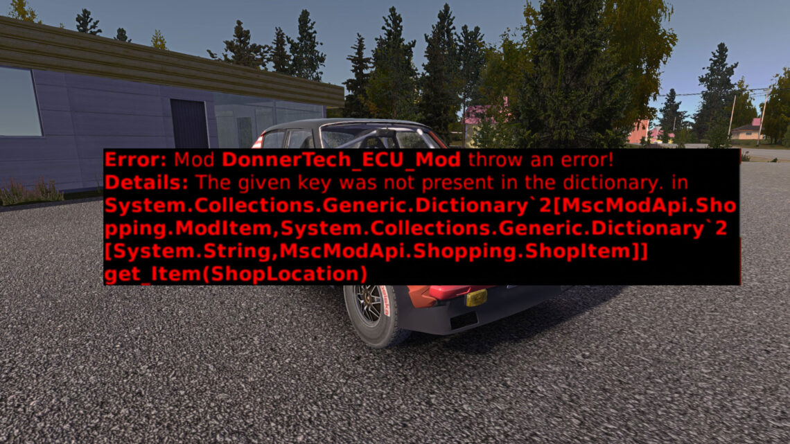 My Summer Car – ECU – The given key was not present in the dictionary
