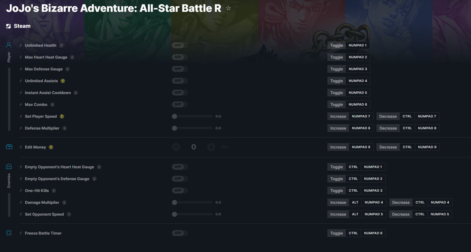JoJo's Bizarre Adventure: All-Star Battle R - Cheats, Trainers