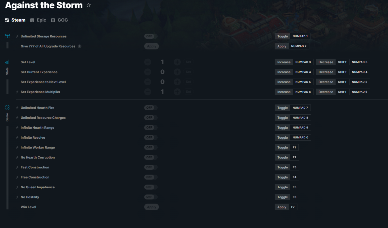 Against the Storm Cheats, Trainers, Codes Games Manuals