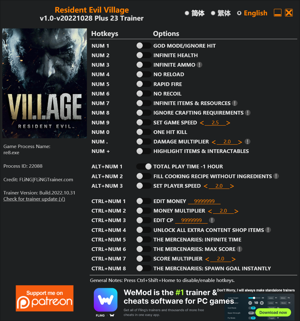 Resident Evil Village - Cheats, Codes - Games