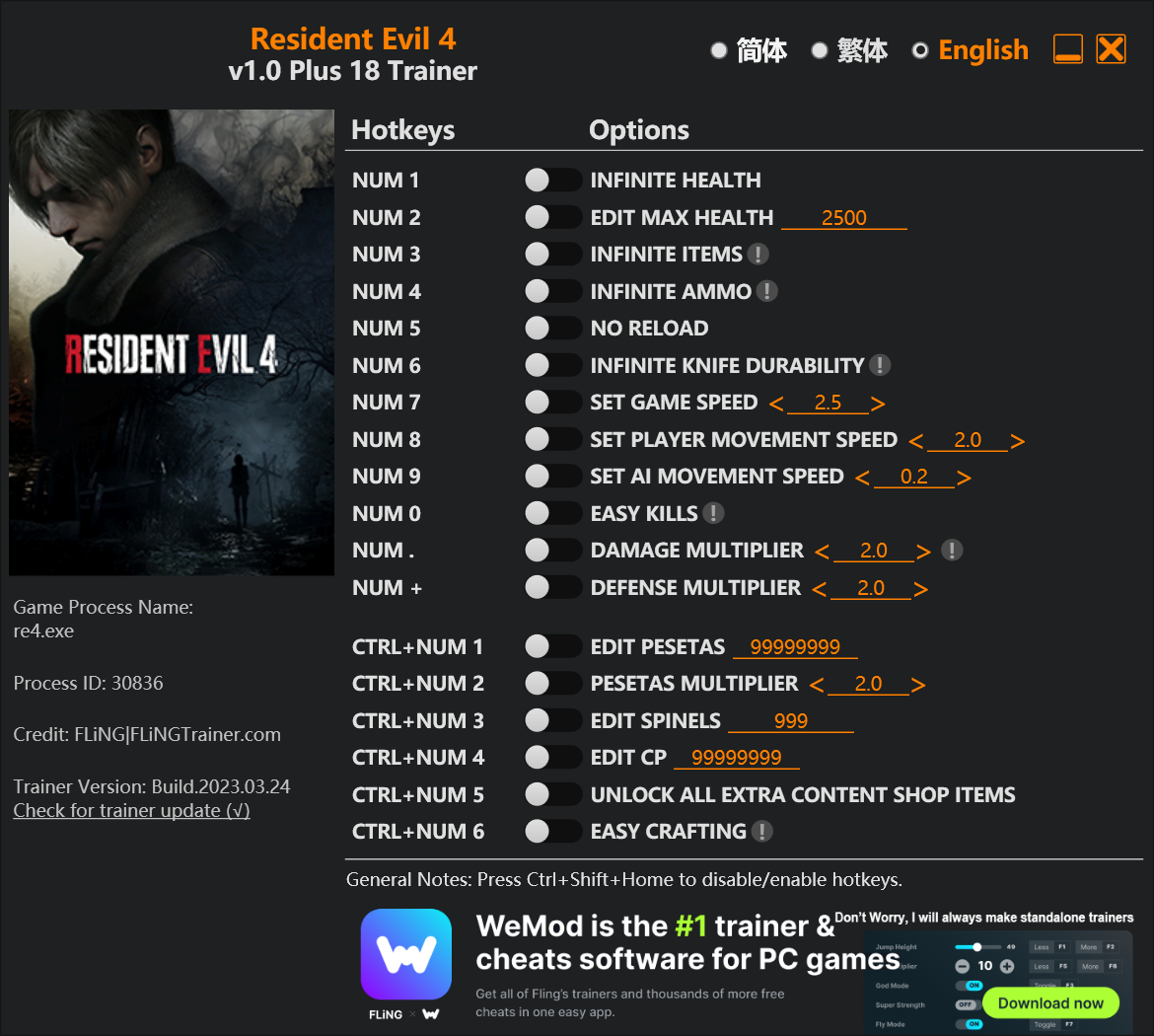 Resident Evil 4 PC  Cheat Engine Trainer Hack 2018 