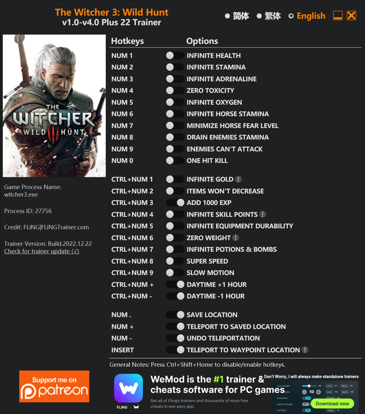 Cheat Codes : Witcher, Skate 3 2.2 Free Download
